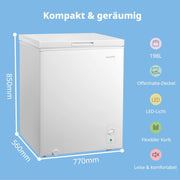 Congelador horizontal Comfee 198L, silencioso 37 dB, congelación de 4 estrellas, conversión de refrigeración/congelación (1–10°C / -24––12°C), congelación rápida de 24h 9kg, compresor inverter de ahorro energético, interior de aluminio