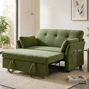 Sofá cama extraíble 3 en 1 de 51 pulgadas, sofá biplaza convertible con respaldo reclinable ajustable, sofá tapizado en chenilla, bolsillo lateral