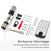 BURG-WÄCHTER Cerradura electrónica para puerta ENTRYeasy 7601 PIN, cilindro, teclado, aplicación, código PIN, llave inalámbrica, negro, acero inoxidable