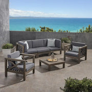 Set de conversación de 6 piezas de madera de acacia Brava Outdoor de Christopher Knight Home