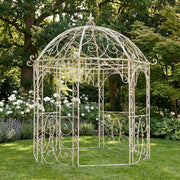 Pabellón de rosas CLP Leila de hierro, cenador de jardín estilo modernista nostálgico, enrejado con recubrimiento en polvo para plantas trepadoras y rosas, color: crema antiguo