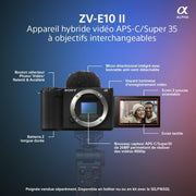 ZV-E10 II | Cámara mirrorless de objetivos intercambiables APS-C con 16-50 mm f/3.5-5.6 (Vídeo 4K60p 4:2:2 de 10 bits, 26 MP, estabilización digital, Eye AF en tiempo real)