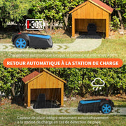 Robot cortacésped inalámbrico automático LEADZM 1200 m² - Recarga automática, control por app Bluetooth/Wi-Fi, altura de corte 25-65 mm, ancho de corte de 220 mm, pendiente 47%, resistente al agua IPX5