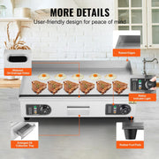 Plancha Eléctrica VEVOR 4400 W, Plancha Comercial, Placa de Cocción de Hierro y Acero Inoxidable, Temperatura Ajustable 50-300 °C, 2 Espátulas y 2 Cepillos, para Restaurante, Barbacoa y Snack-Bar