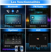 Autoradio Android 13 1 DIN universal para coche, pantalla de 10,6 pulgadas, compatible con GPS, CarPlay, Android Auto, WiFi, 4G, Bluetooth, FM, RDS, USB, mandos en el volante [4GB+64GB]