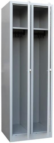 Taquilla Lüllmann completamente montada, gris/azul, 180x60x50 cm (al. x an. x prof.), armario ropero de acero, taquilla de 2 puertas, armario metálico 510121