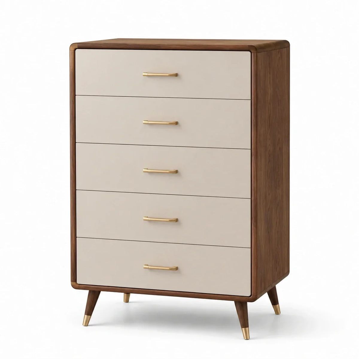 Cómoda de madera con 5 cajones beige