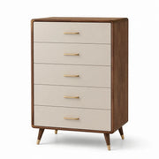 Cómoda de madera con 5 cajones beige