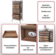 Mendler Armario de boticario HWC-A43 estilo shabby 129x55x38cm