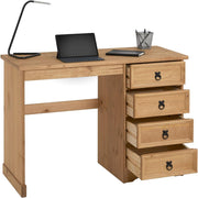 Escritorio CARO-Möbel Salsa de estilo mexicano, elegante mesa para computadora de pino macizo, escritorio de oficina con cajones, teñido y encerado