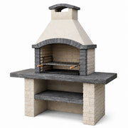 Barbacoa de hormigón con parrilla de acero inoxidable, gris/beige