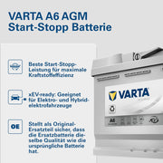 Batería VARTA Silver Dynamic AGM A6 – Batería de coche Start-Stop y xEV 12V 80Ah 800A – Batería de arranque para coches con alta demanda de energía