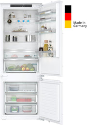 Siemens KB96NVFE0 iQ300, Frigorífico combinado encastrable XXL inteligente, nicho de 194 x 71 cm, 285 L refrigeración + 98 L congelación, Fabricado en Alemania, noFrost, hyperFresh para mayor frescura, muy silencioso, bisagra plana