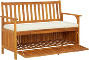 vidaXL Banco de Almacenamiento de Jardín Asiento Baúl Madera Maciza de Acacia