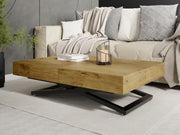 WFL GROUP Mesa de centro elevable y extensible Cavetta X - Mesa de salón, mesa de comedor, mesa multifunción 120-200/80/27-76 cm, roble Lancelot