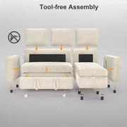 Sofá cama seccional Dyonery de 81", sofá cama en forma de L con chaise longue de almacenamiento reversible, USB, respaldo reclinable