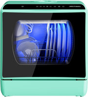 AIRMSEN Mini Lavavajillas de Encimera, 5+1 Programas, Depósito de Agua de 5L, Control Táctil y Pantalla LED, Adecuado para Cocinas Familiares, Apartamentos y Dormitorios, Verde