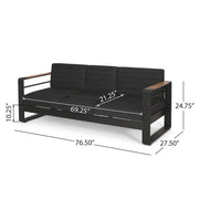 Juego de sala para exterior de 7 piezas de aluminio Giovanna con fogata de Christopher Knight Home