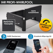 Jacuzzi BRAST MSpa Oslo con pared exterior rígida | Iluminación LED con 20 colores ajustables para 6 personas | 160x160x65cm | 120 boquillas de masaje | Uso durante todo el año, resistente al invierno | Piscina interior y exterior