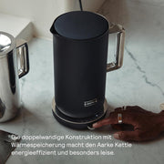 Hervidor de agua de acero inoxidable Aarke negro mate: hervidor eléctrico de 1,2 L, múltiples ajustes de temperatura, base giratoria de 360°, ebullición silenciosa, boquilla antigoteo