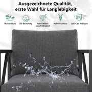 Conjunto de muebles de jardín de aluminio OMERAI de 5 piezas, incluye funda protectora impermeable para 7 personas, salón de jardín exterior con sofá, sillones y mesa, conjunto de jardín para jardín, terraza y balcón, gris oscuro