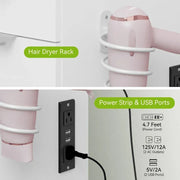 Tocador Moasis 46 con enchufe integrado, espejo iluminado y soporte para secador de pelo - 55.8" Al. x 46" An. x 11.7" Prof.