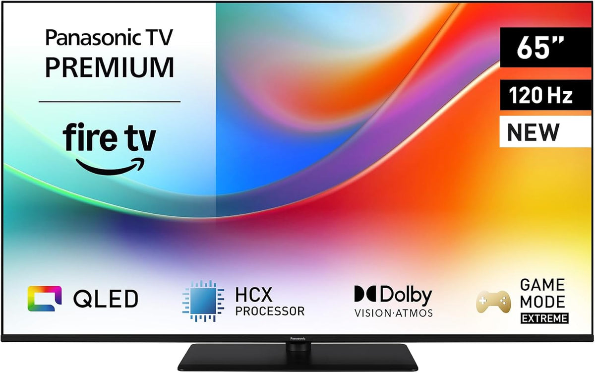 Panasonic Premium TV-65W85BEZ, Serie W85B, 65 pulgadas, Smart TV QLED 4K Ultra HD, 2025, 120Hz, Fire TV, Dolby Vision y Atmos, Modo Game Extreme, control por voz Alexa, soporte Apple, Bluetooth, negro