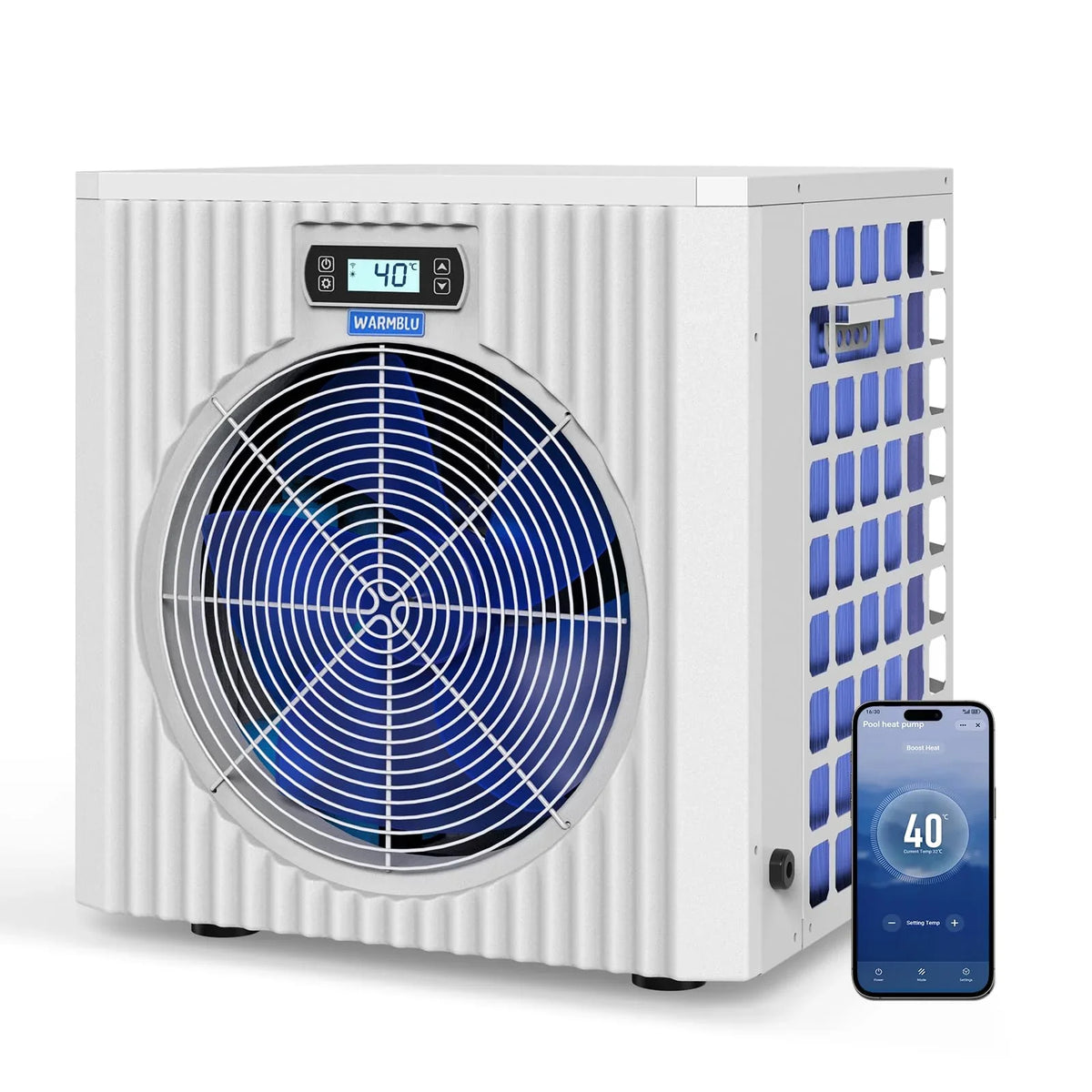 Bomba de calor para piscina H5 5 kW para piscinas de hasta 20 m³, COP 5,51, calefacción, refrigeración, control Wi-Fi, intercambiador de calor de titanio