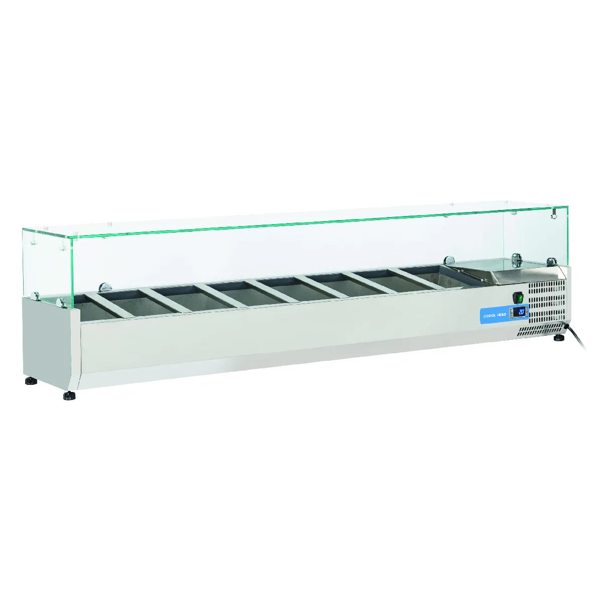 Vitrina refrigerada de sobremostrador COOLHEAD para cubetas GN 1/4 - Tapa de cristal - Cool Head