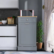 Mueble de cocina para basura con frente abatible, encimera de madera y cajón organizador