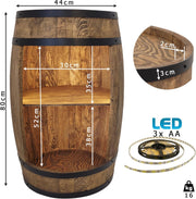 Bar de vino LED Weeco. Botellero mueble bar XL. Barril vintage decorativo para salón. Minibar para ginebra, whisky y cerveza. Mesa alta de barril. Barril de madera para copas y botellas. Estante de vino, set de regalo.