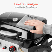 ProfiCook Gasgrill mit 2 Edelstahlbrennern | Tischgrill inkl. Gasdruckminderer & Gasschlauch | Grill mit Stabiler Metallhaube & Temperaturanzeige | Gasgrill klein für Balkon & Camping | PC GG 1261