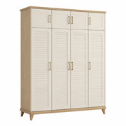 Armario con puertas de listones de MDF y madera de roble 200x150x60cm beige/natural
