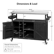 Isla de cocina para exteriores con cubierta de acero inoxidable, carrito de cocina de madera con puertas, estantes y especiero, isla de cocina con ruedas