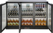 Enfriador de botellas METRO Professional GBC3003, aluminio/vidrio, 135 x 53 x 86,5 cm, 308 L, estantes ajustables, descongelación automática, iluminación LED, negro