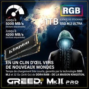 Greed® MK2 Pro - PC Gamer de gama alta - Intel Core i7-12700F + Nvidia Geforce RTX 5070 - Ordenador rápido + PC Gaming 4K - 4,9 GHz - 32GB RAM DDR4 - Refrigeración líquida - 1TB SSD - WLAN + W11 Pro