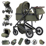 Cochecito 3 en 1 Gcarebb, silla de paseo con portabebés, cochecito completo con altura ajustable, cochecito combinado con marco de aluminio para recién nacidos de 0 a 4 años