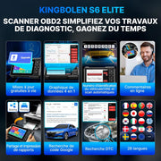 KINGBOLEN S6 Elite Escáner de Diagnóstico Automotriz, Herramienta de Diagnóstico OBD2 en Español para Sistemas Completos con más de 15 Funciones de Reinicio, Control Bidireccional, CANFD y FCA, Actualización Gratuita de por Vida