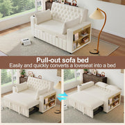 Sofá cama multifuncional 3 en 1 Merax con almacenamiento, USB y portavasos – Sofá cama de 2 plazas moderno y extensible para salón y habitación de invitados