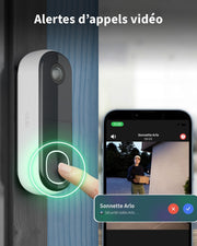 Timbre Arlo 2K, Timbre de vigilancia WiFi inalámbrico para exteriores,  6 meses de autonomía, sensor de movimiento, visión nocturna, audio bidireccional, prueba de Arlo Secure incluida, blanco