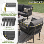 Conjunto de jardín Merax para 5-6 personas, set de muebles de jardín de ratán PE, grupo de asientos para balcón, sofá modular para exterior con mesa y set de cojines, grupo de asientos resistente a la intemperie para terraza, balcón y jardín, gris