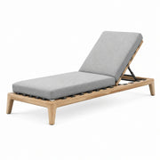 Tumbona de madera de roble con cojín de poliéster gris, ajustable, 195 cm
