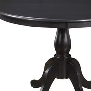 Mesa de comedor HomeRoots 42 con base de pedestal de madera sólida y madera manufacturada redondeada en color negro
