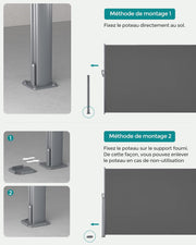 SONGMICS Toldo lateral de aluminio extensible 160 x 350 cm, biombo, protección solar, opaco, para balcón, terraza, jardín, antracita GSA165G