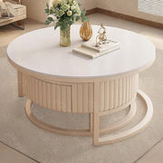 Mesa de centro redonda blanca, juego de 2 mesas nido para sala de estar, mesa de café redonda para salón, balcón y oficina - 70cm+50cm