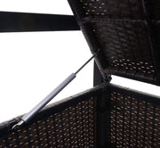 Banco de jardín Mendler Poly-Rattan 2 plazas HWC-F39AM, banco arcón, compartimento de almacenamiento con cojín - gris, cojines negros
