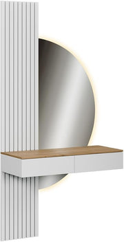 Tocador Vicco Melina, blanco/roble, 100 cm con espejo LED