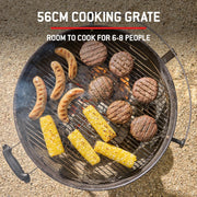 Barbacoa de carbón Weber Original Kettle Premium/Tapa y cuba vitrificadas, superficie de cocción de 57 cm, sistema de limpieza One-Touch, termómetro en la tapa, soporte de tres patas y ruedas, negro