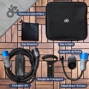 Cargador de coche eléctrico P17 [7,4 kW, monofásico, 6 m, 6 A/10 A/16 A/20 A/24 A/32 A] tipo 2, toma CEE, cargador para vehículo eléctrico, estación de carga móvil/Wallbox con pantalla digital