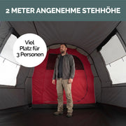 JUSTCAMP Atlanta 3, 5 o 7 personas, tienda de campaña tipo túnel con altura interior, toldo, suelo, mosquitera, impermeable, camping, festival